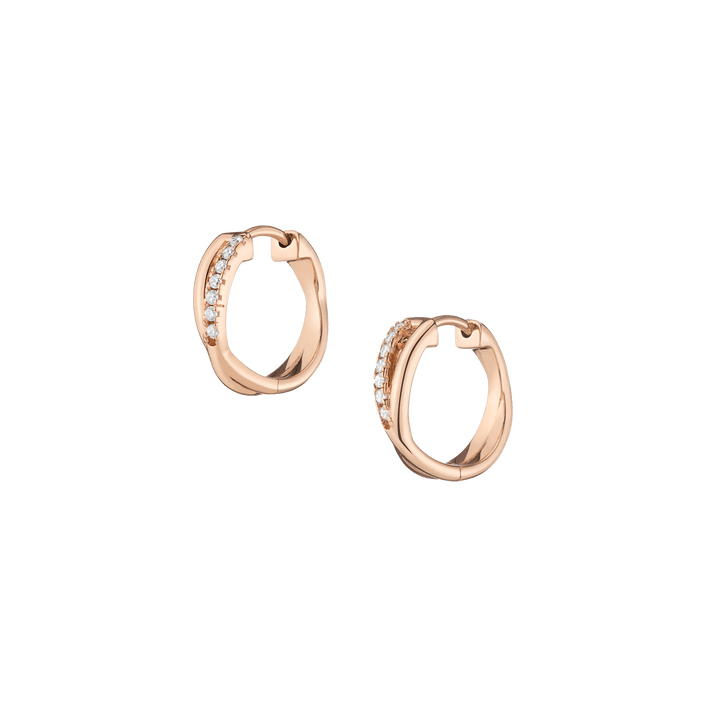Diamond Crossover Huggie Earrings (15mm)14k 18k Rose Gold Single Pair First