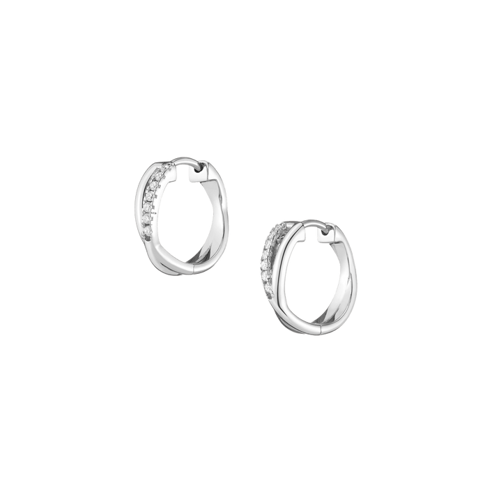 Diamond Crossover Huggie Earrings (15mm)14k 18k White Gold Single Pair First