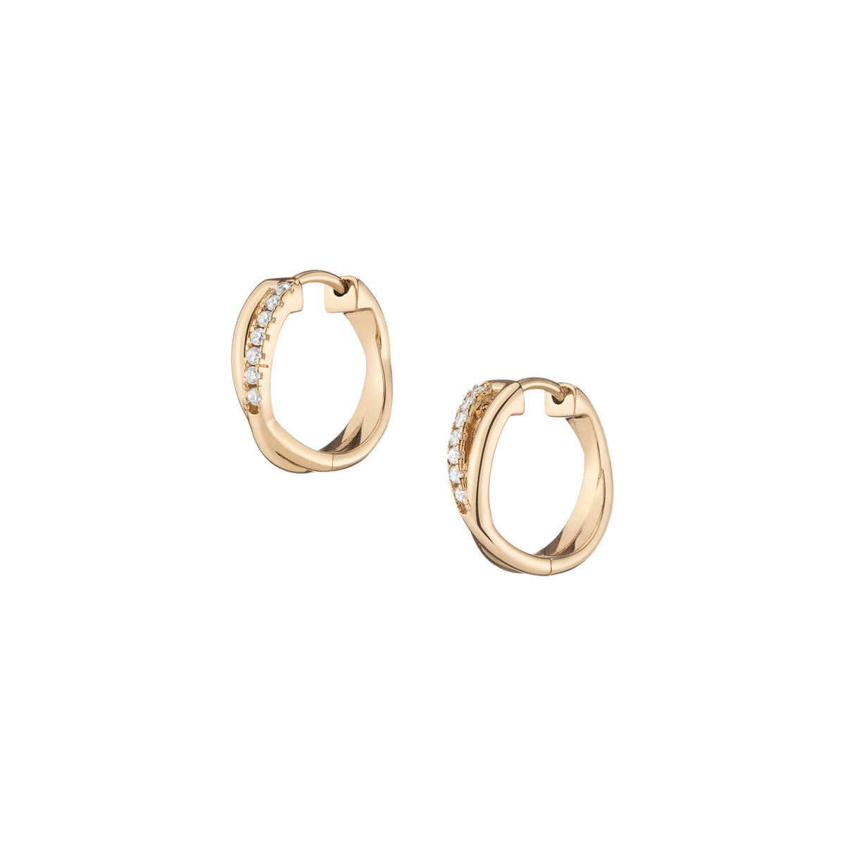 Diamond Crossover Huggie Earrings