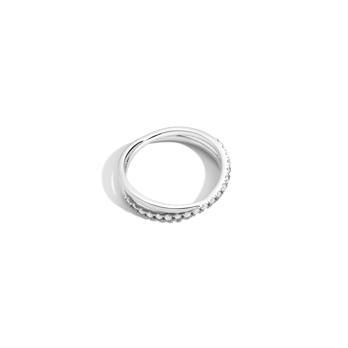 Diamond Crossover Ring 14k 18k White Gold