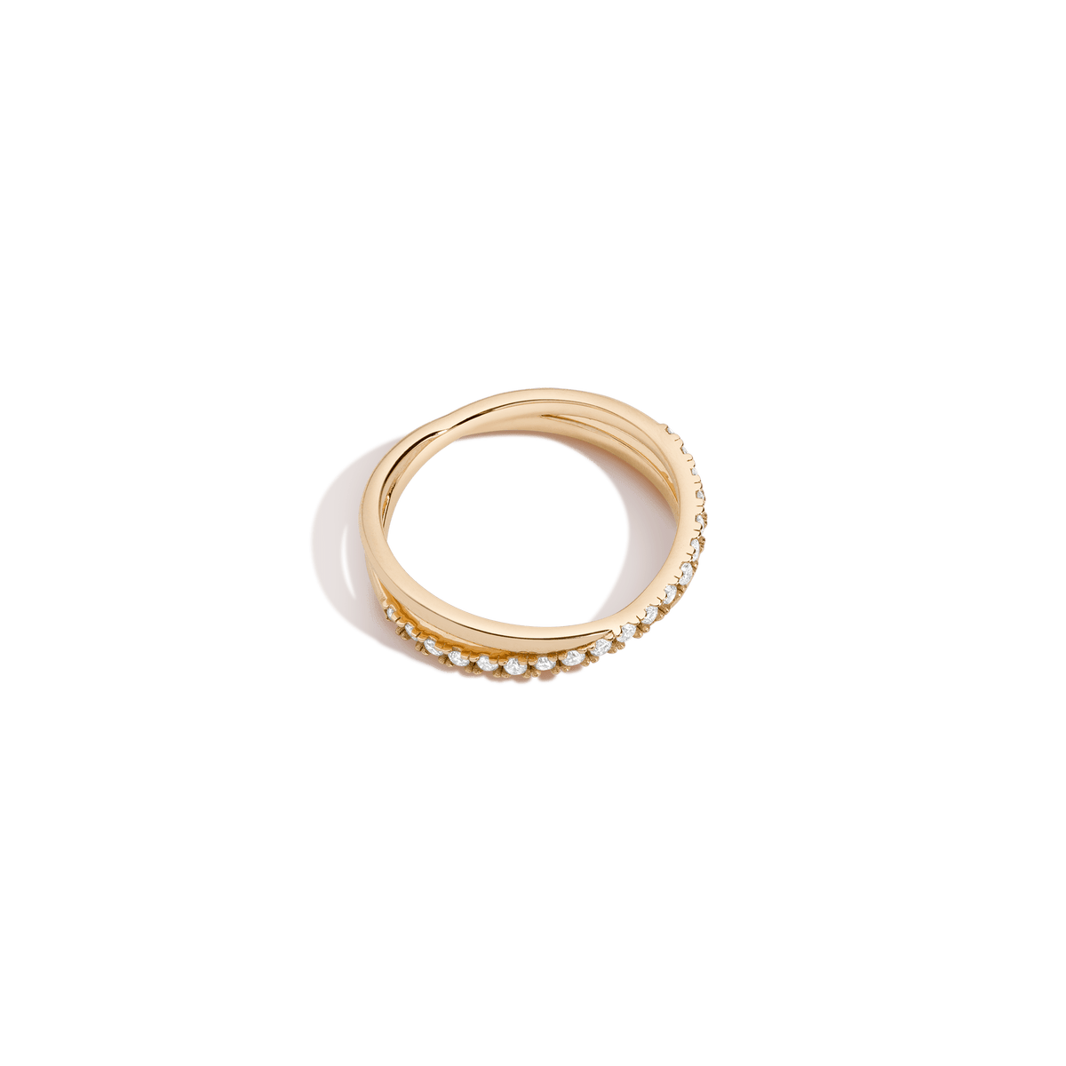 Diamond Crossover Ring 14k 18k Yellow Gold