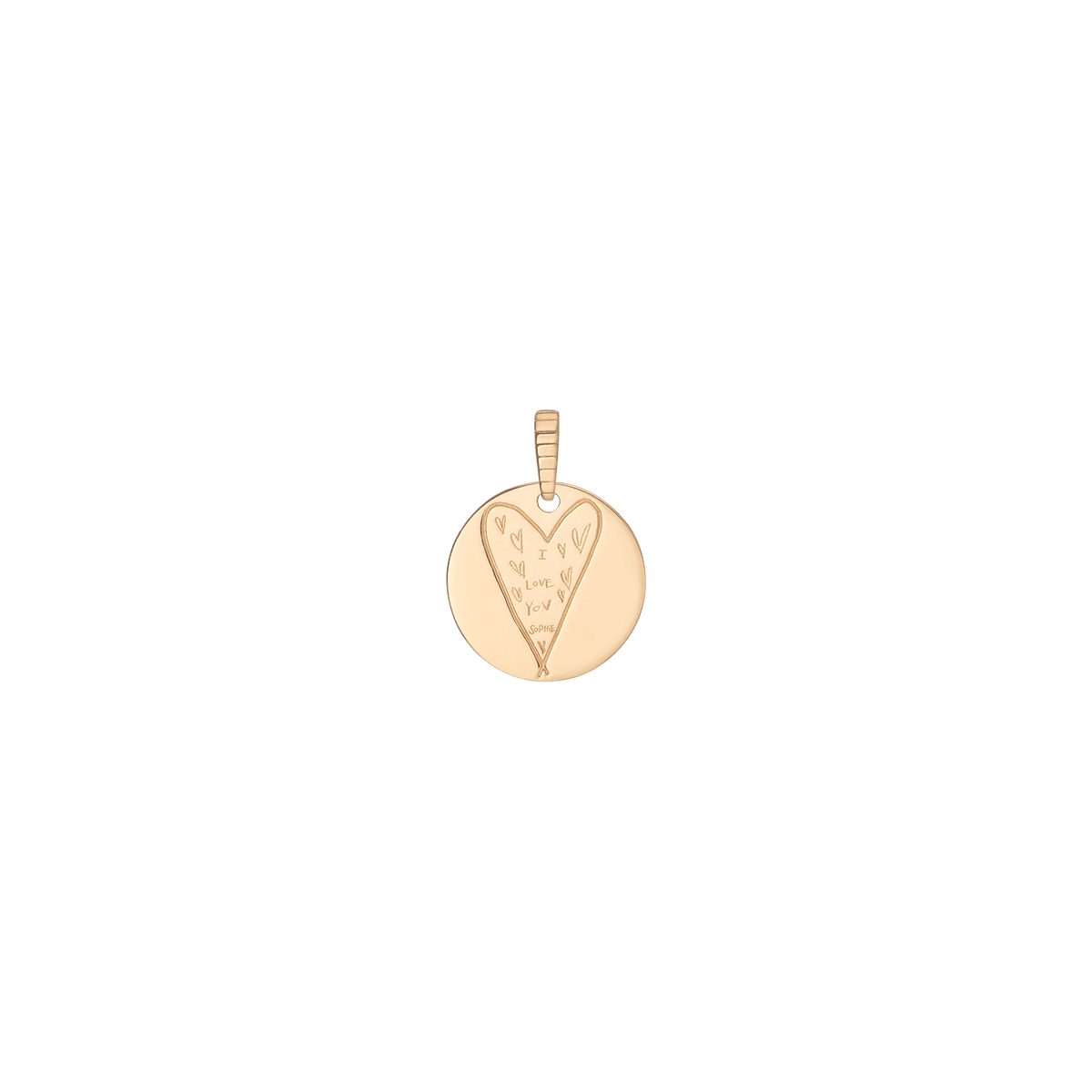 Story in Gold Engraved Pendant Vermeil 14k 18k Yellow Gold Small (14mm) First