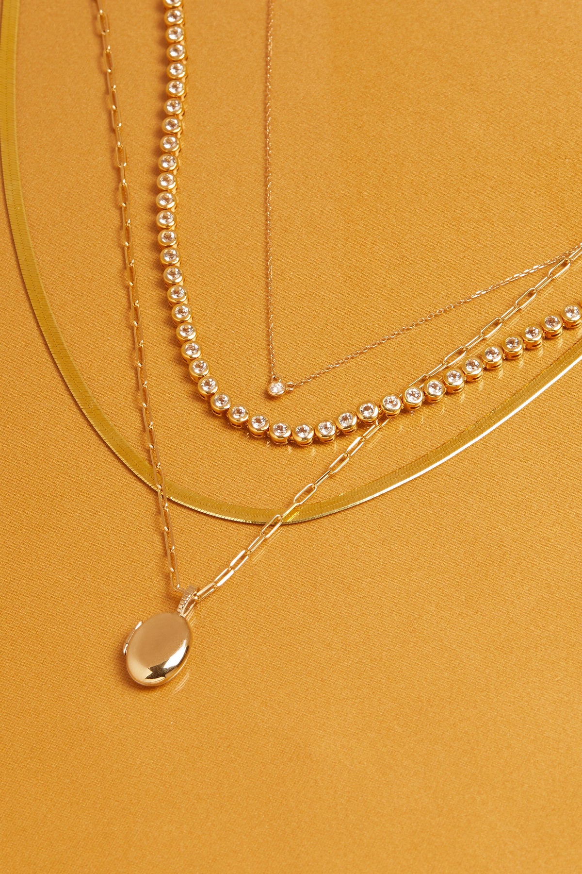 Gold Herringbone Chain Necklace