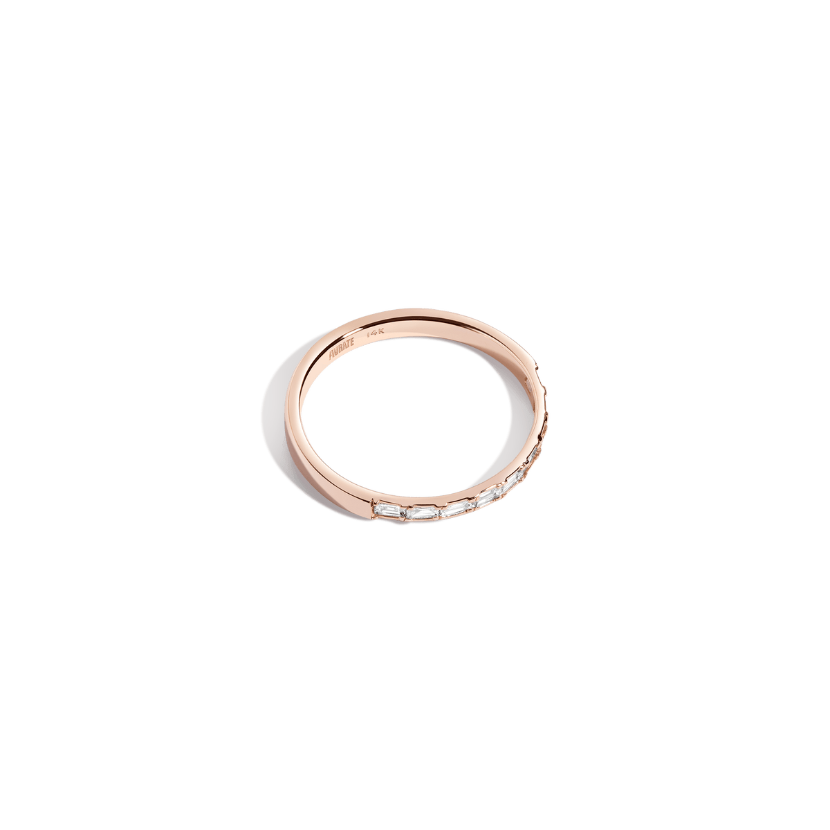 Baguette Half Horizontal Eternity Ring 14K 18K Rose Gold
