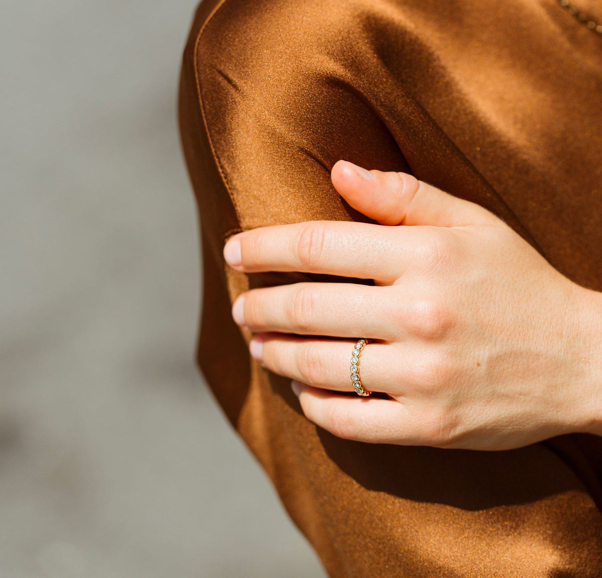 Diamond Eternity Ring Lifestyle Model