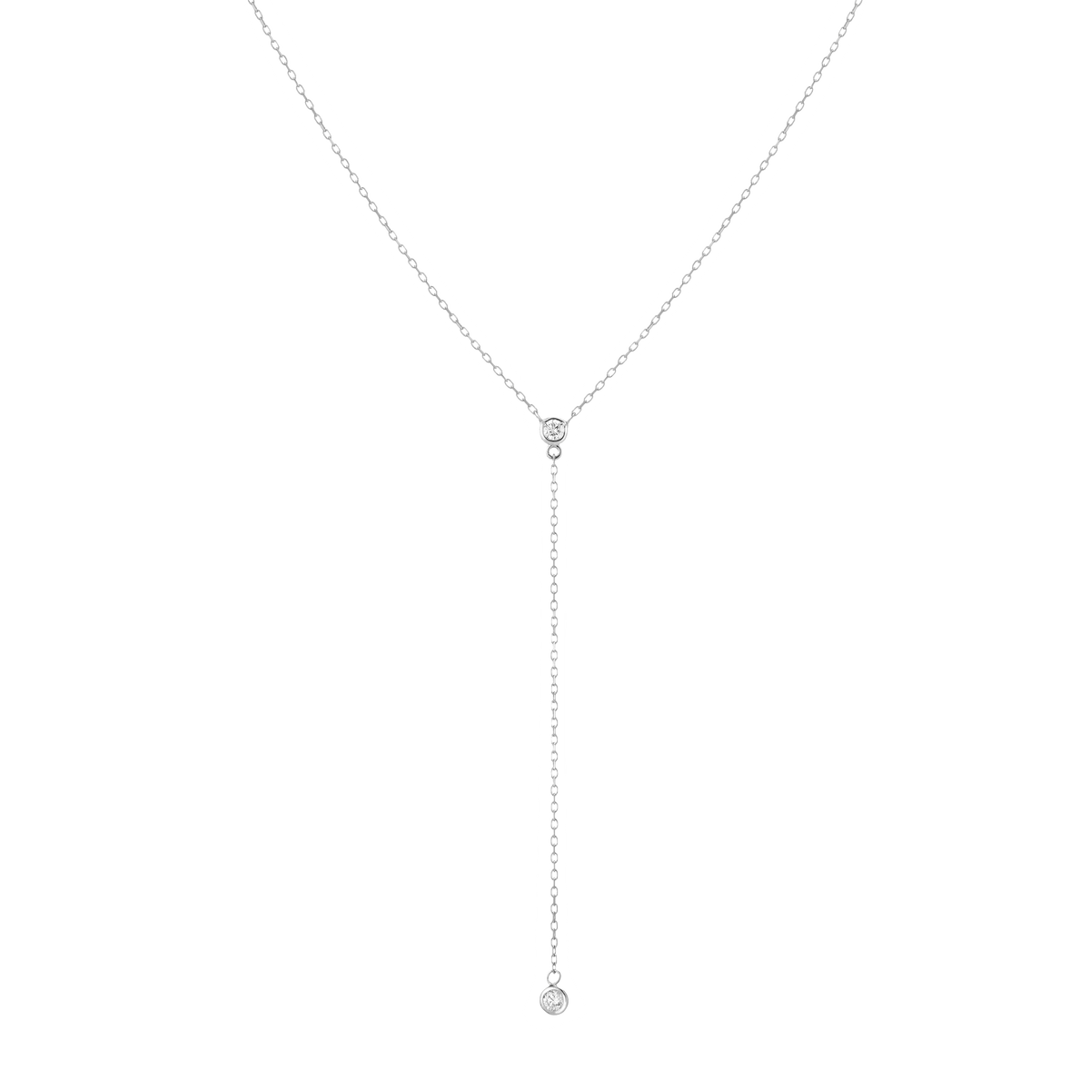 Diamond Bezel Lariat Necklace 14k 18k White Gold First