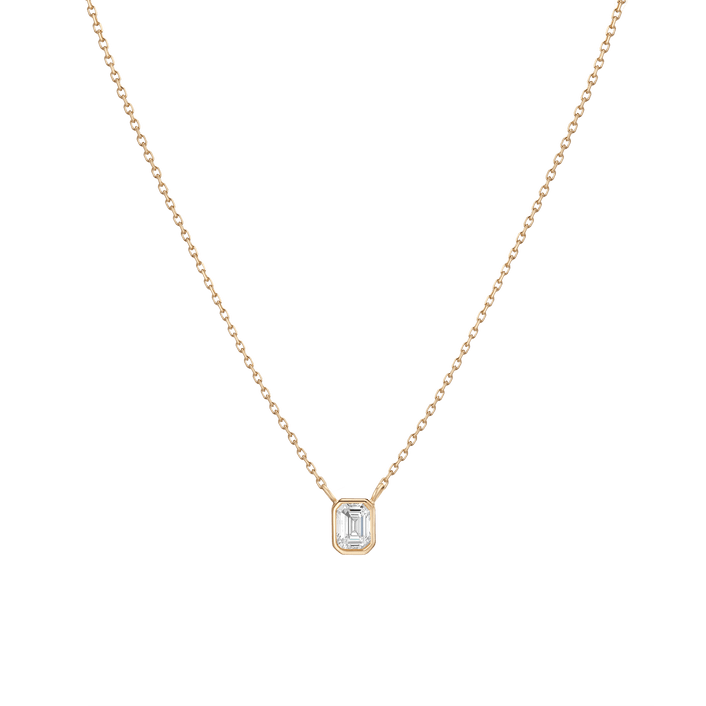 Diamond Emerald Bezel Necklace