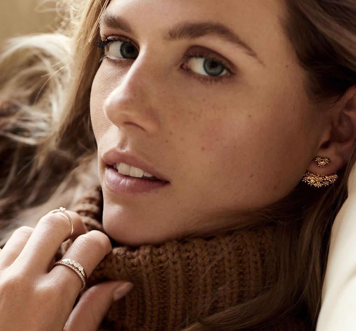 Bold Diamond Stacker Ring Lifestyle Model