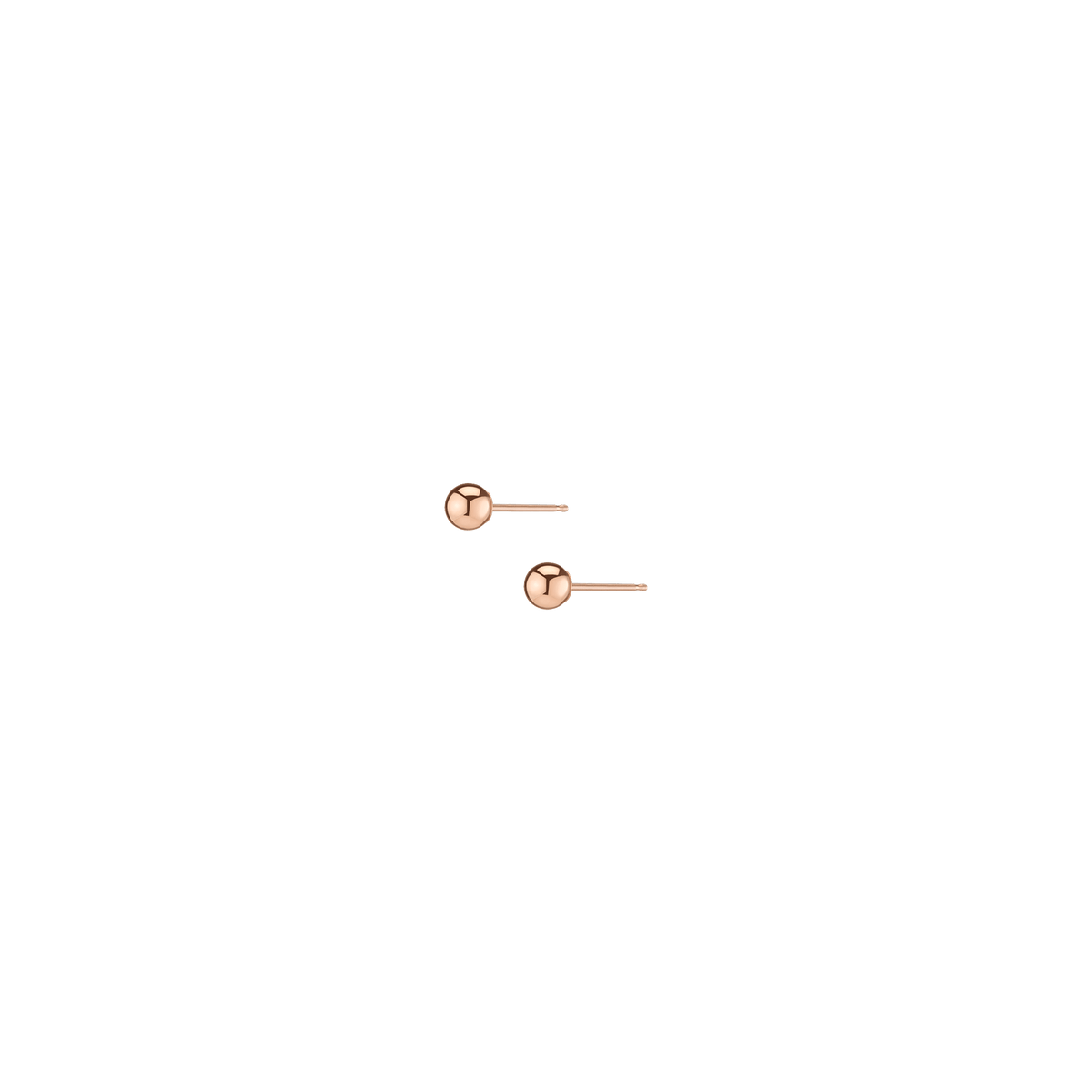 Gold Ball Studs 14k Rose Gold Single Pair 4 mm