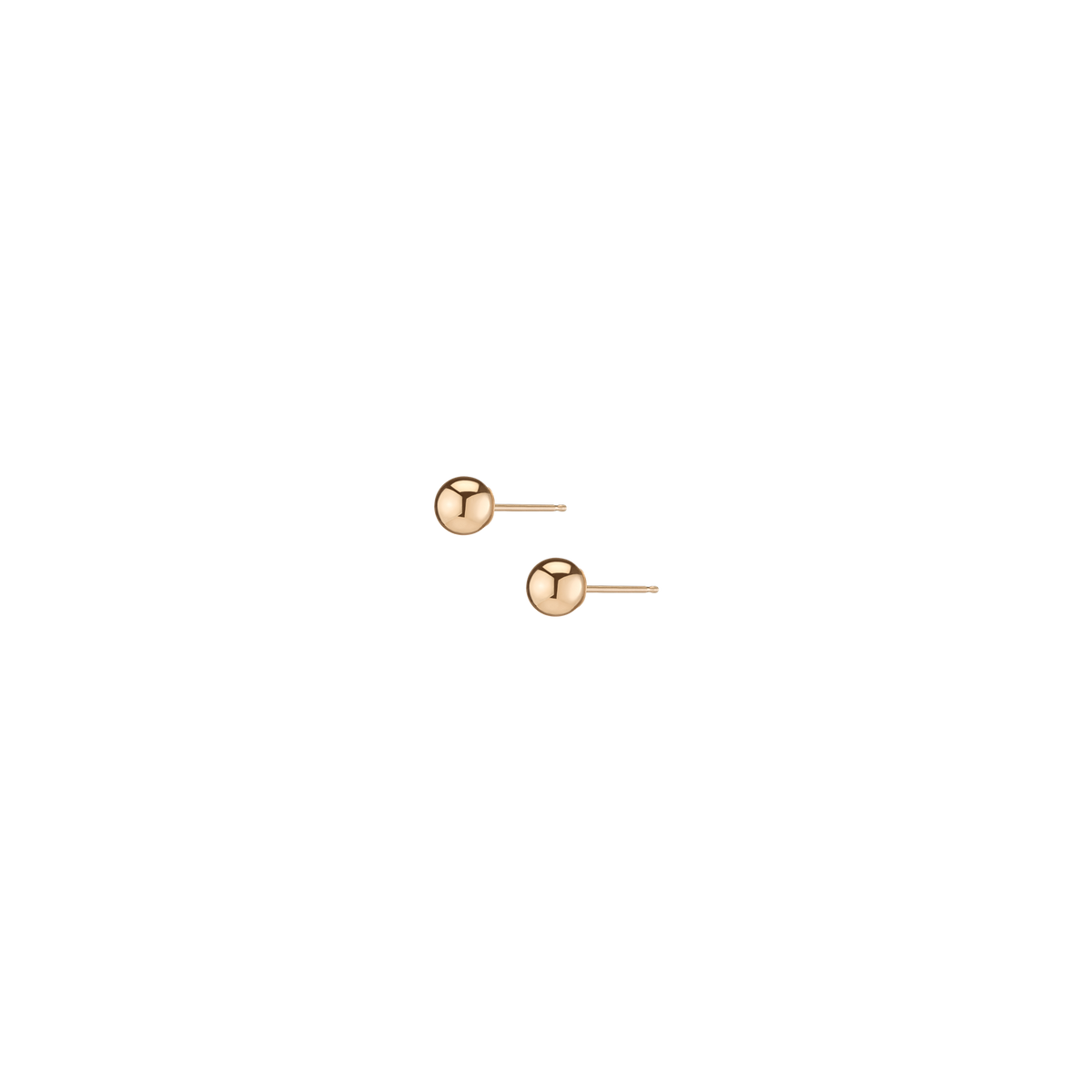 Gold Ball Studs 14k Yellow Gold Single Pair 5 mm