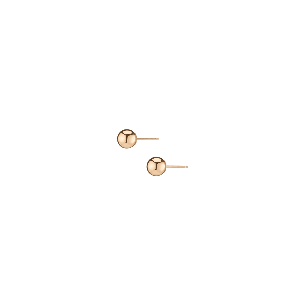 Gold Ball Studs 14k Yellow Gold Single Pair 6 mm