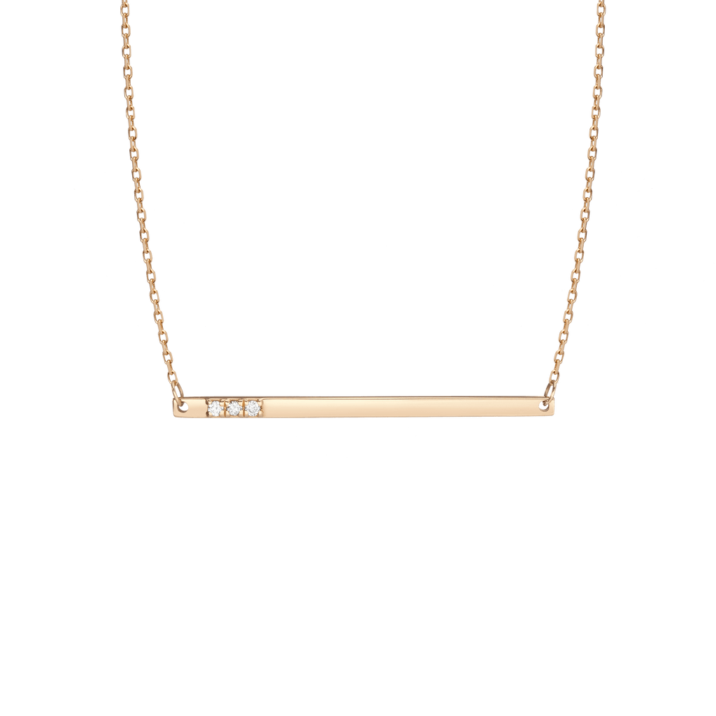 Gold bar necklace on sale engraved with diamond