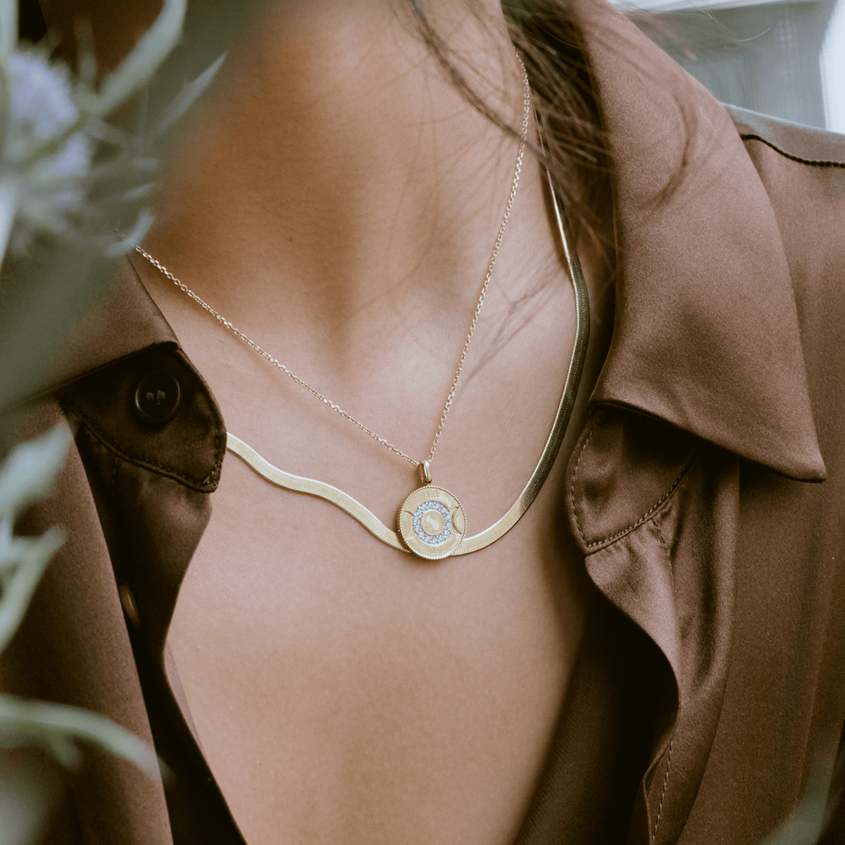 Gold Herringbone Chain Necklace