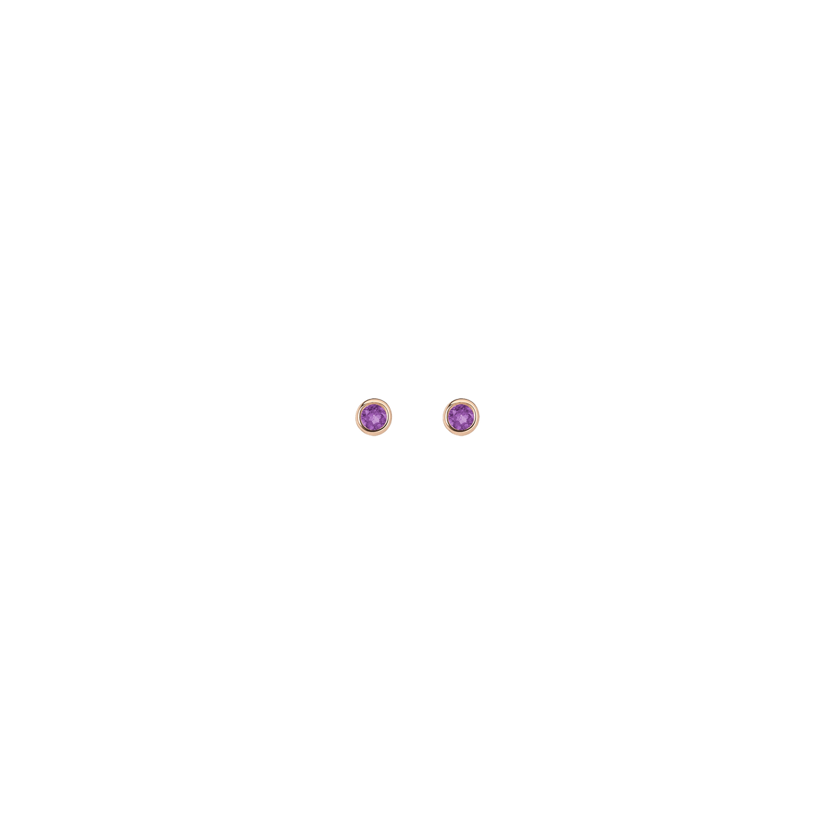 Birthstone Studs Amethyst - Feb 14K 18K Rose Gold Single | Pair
