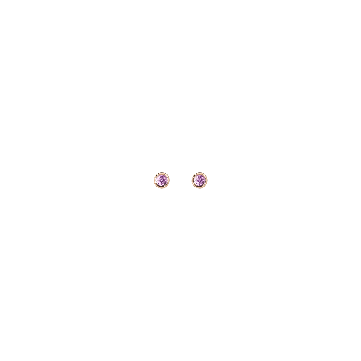 Birthstone Studs Dark Pink Sapphire - Oct 14K 18K Rose Gold Single | Pair