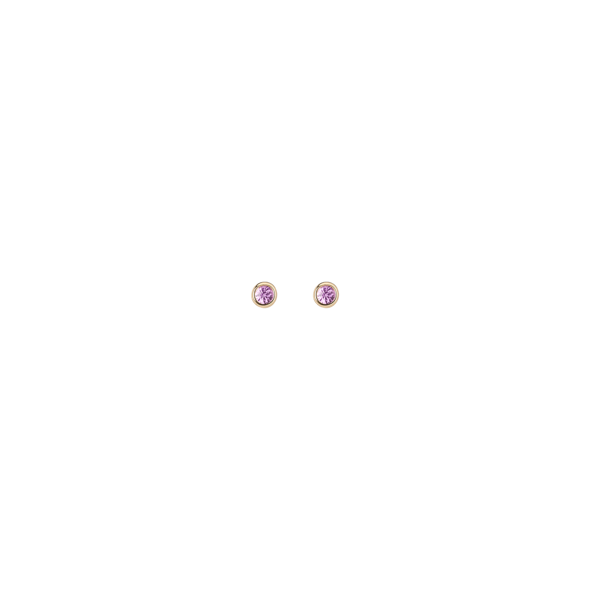 Birthstone Studs Dark Pink Sapphire - Oct 14K 18K Yellow Gold Single | Pair
