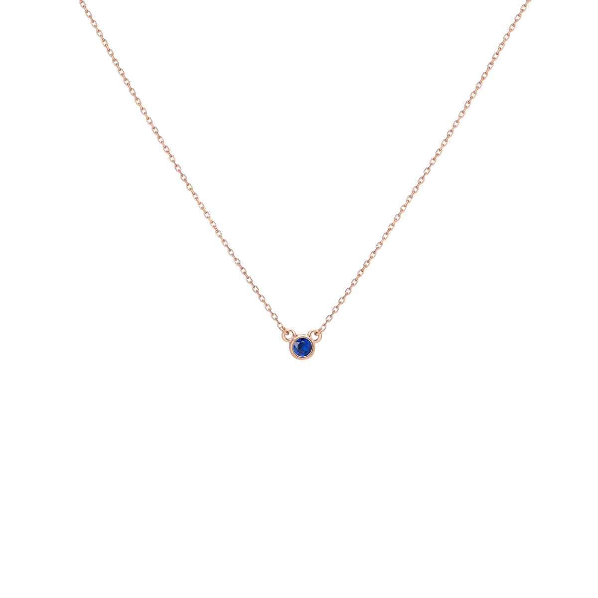 Birthstone Necklace Blue Sapphire - Sep 14K 18K Rose Gold First