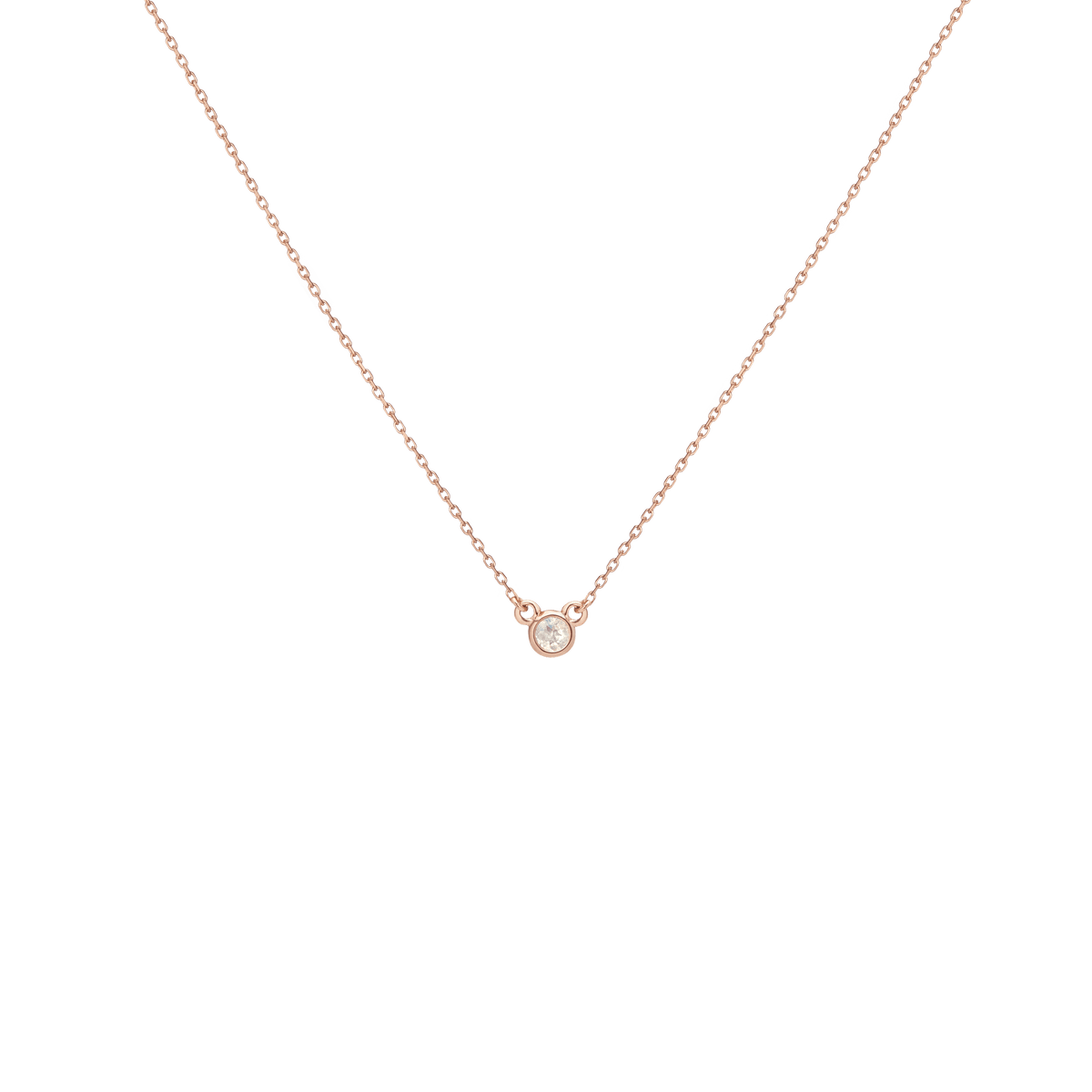 Birthstone Necklace White Topaz - Apr 14K 18K Rose Gold