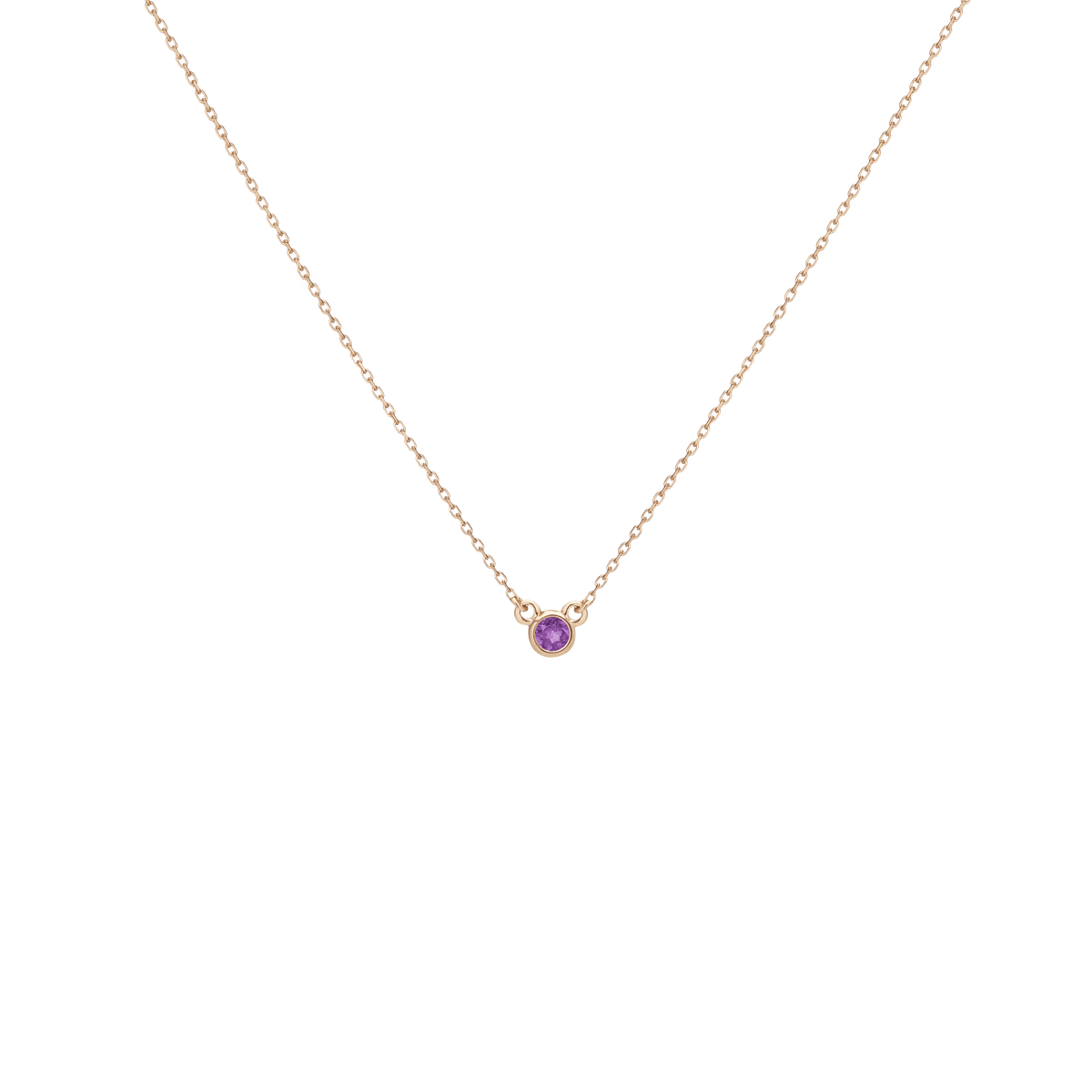 Birthstone Necklace Amethyst - Feb 14K 18K Yellow Gold