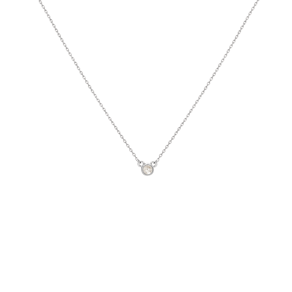 Birthstone Necklace Moonstone - Jun 14K 18K White Gold