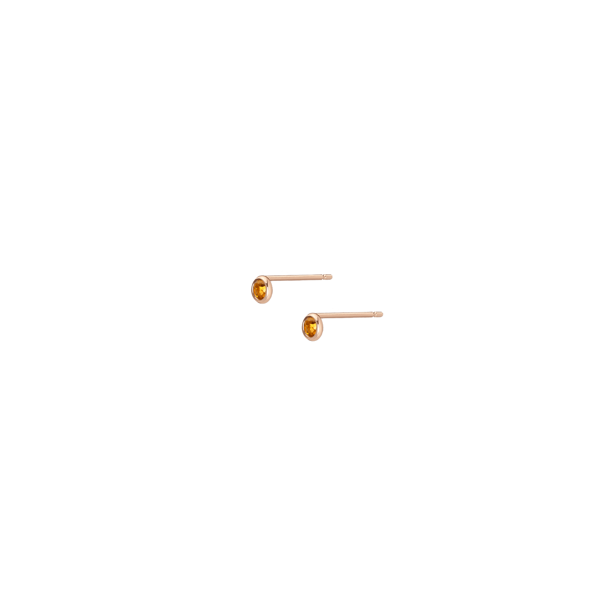 Birthstone Studs Citrine - Nov 14K 18K Rose Gold Single | Pair Side