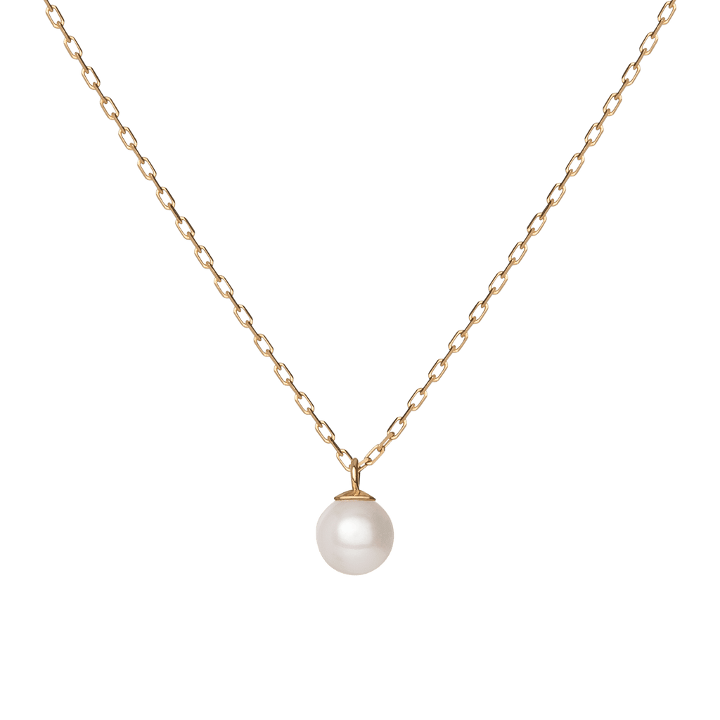 Simple Pearl Necklace in Yellow, Rose or White Gold