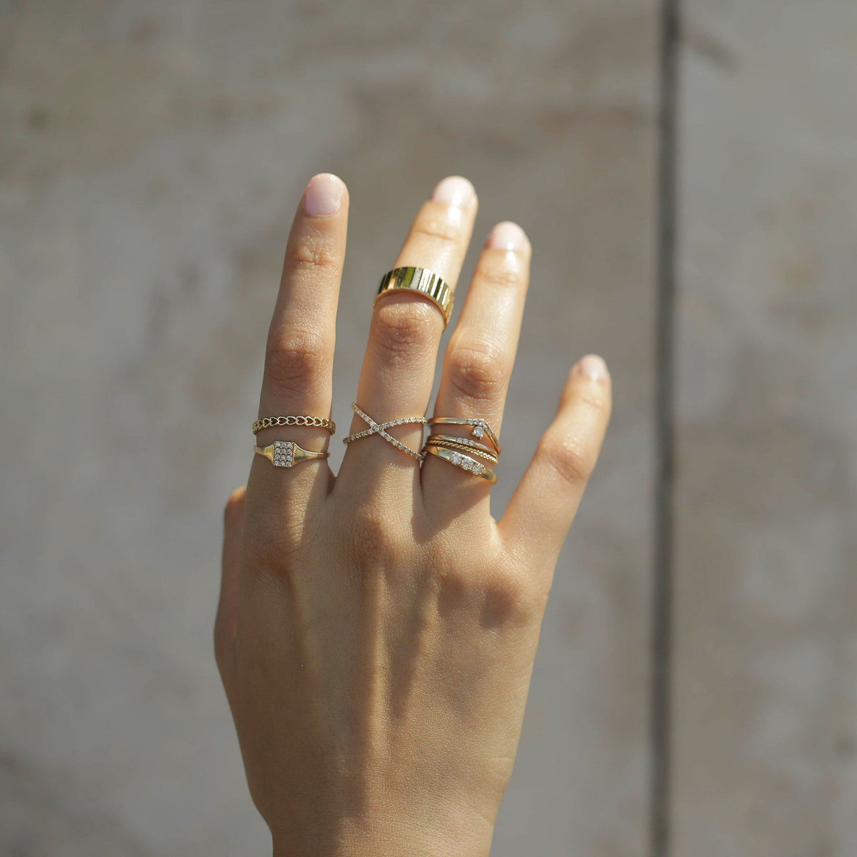 Bold Diamond Stacker Ring Lifestyle Model