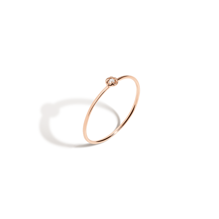 Mini Stackable Diamond Ring 14K Rose Gold 18K Rose Gold First