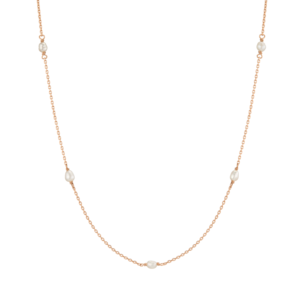 Endless Pearl Station Necklace Vermeil 14k 18k Rose Gold First