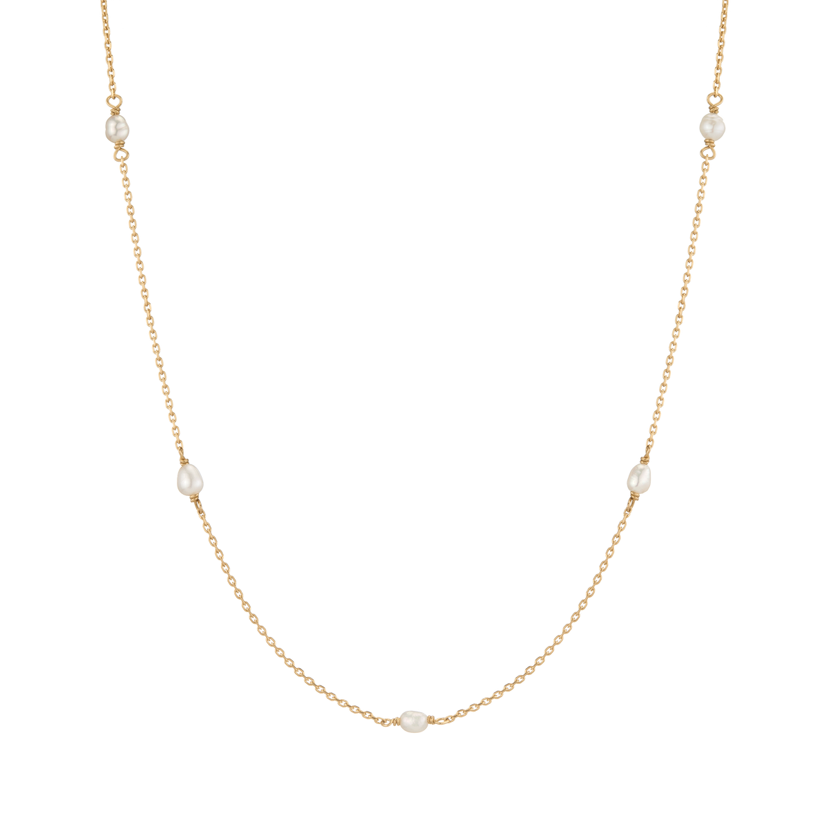 Endless Pearl Station Necklace Vermeil 14k 18k Yellow Gold First