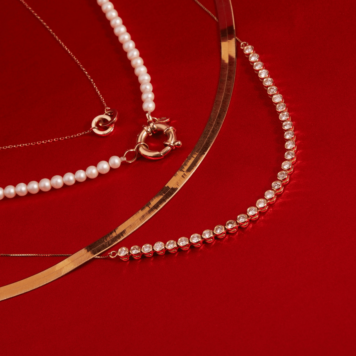 Gold Herringbone Chain Necklace