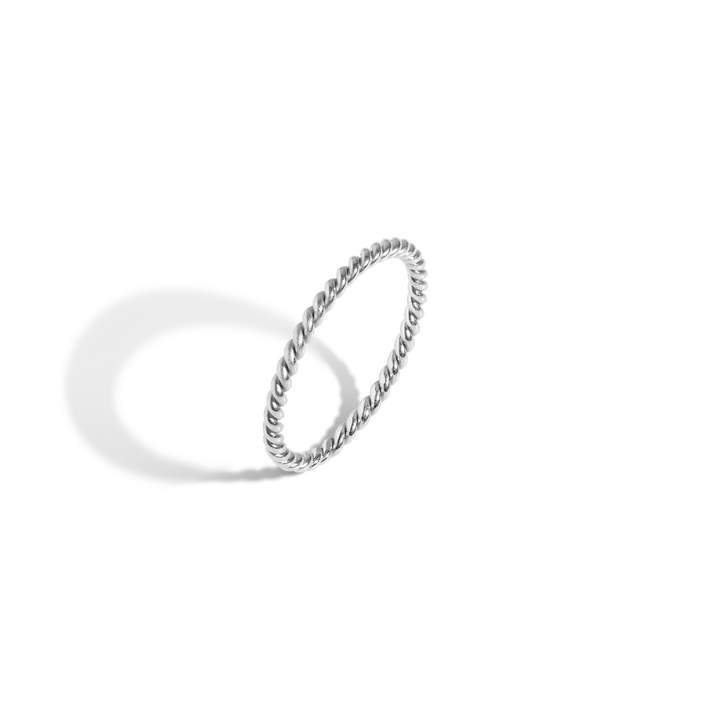 Thick Stackable Twist Ring 14K White Gold 18K White Gold First