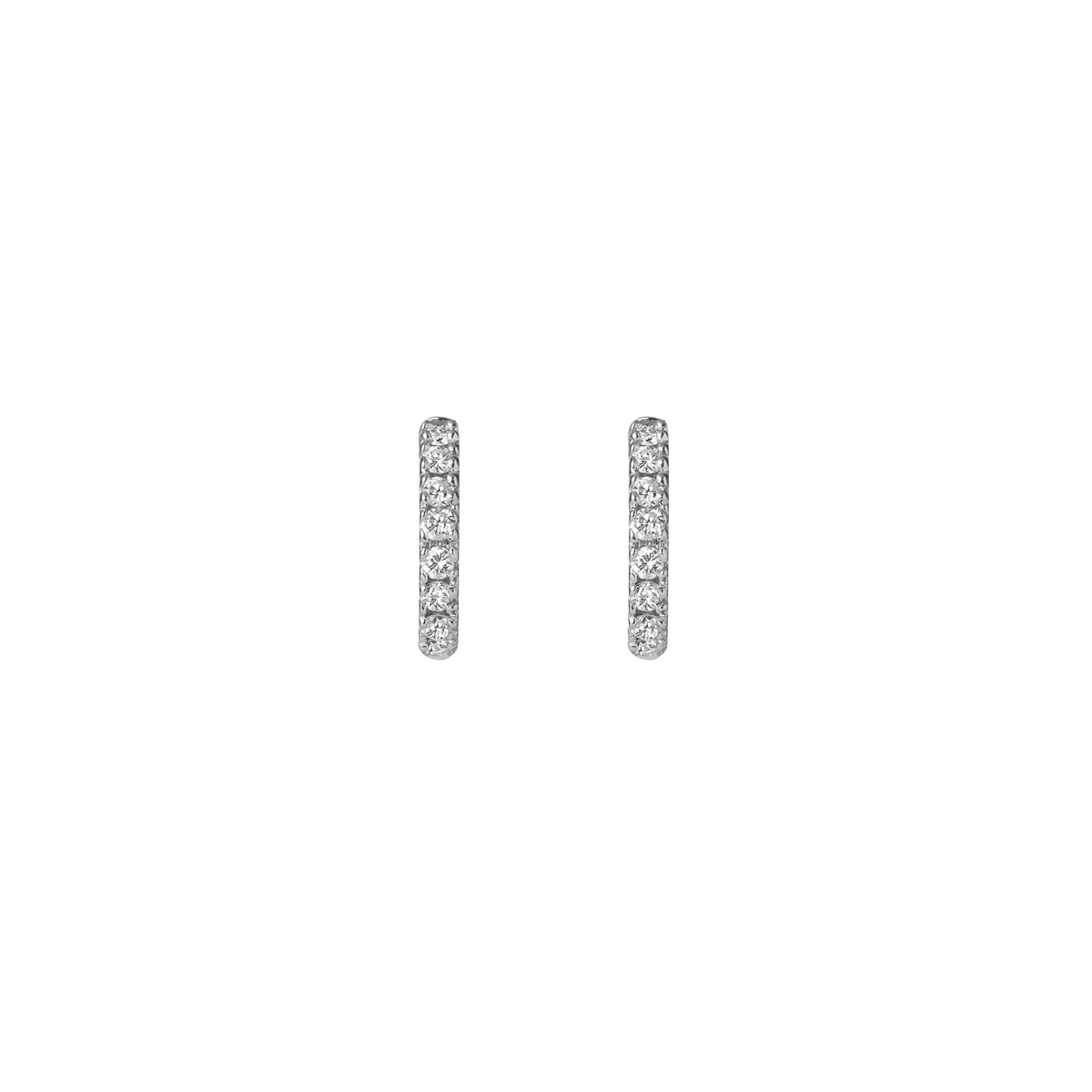 Huggie Earrings with White Diamonds White Gold Vermeil 14k 18k Pair | Single |