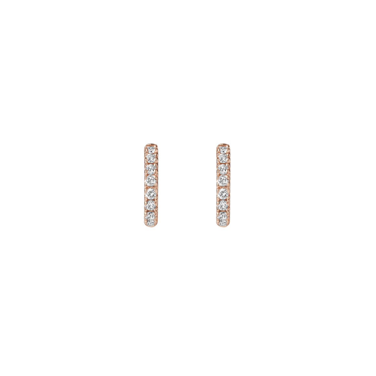 Huggie Earrings with White Diamonds Rose Gold Vermeil 14k 18k Pair | Single |