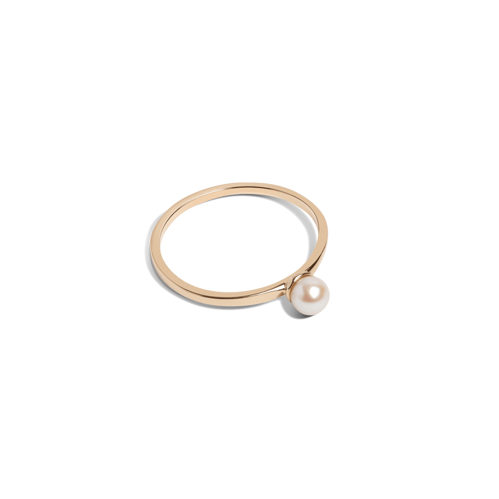 Aurate New York Simple Pearl Ring, 14K Yellow Gold, Size 7