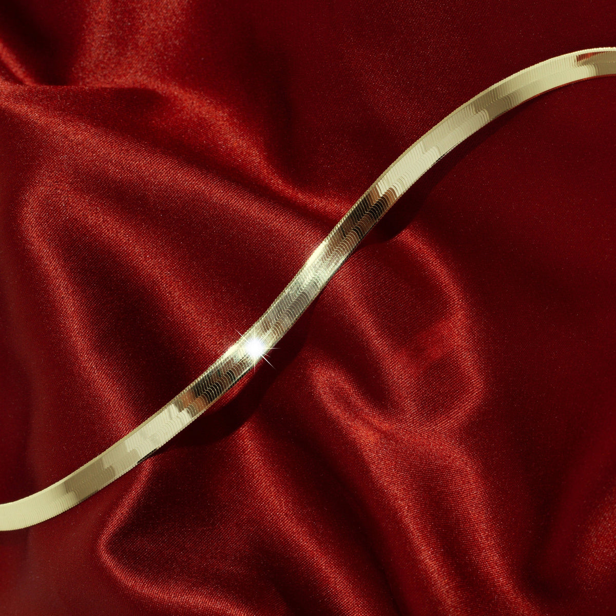 Gold Herringbone Chain Necklace