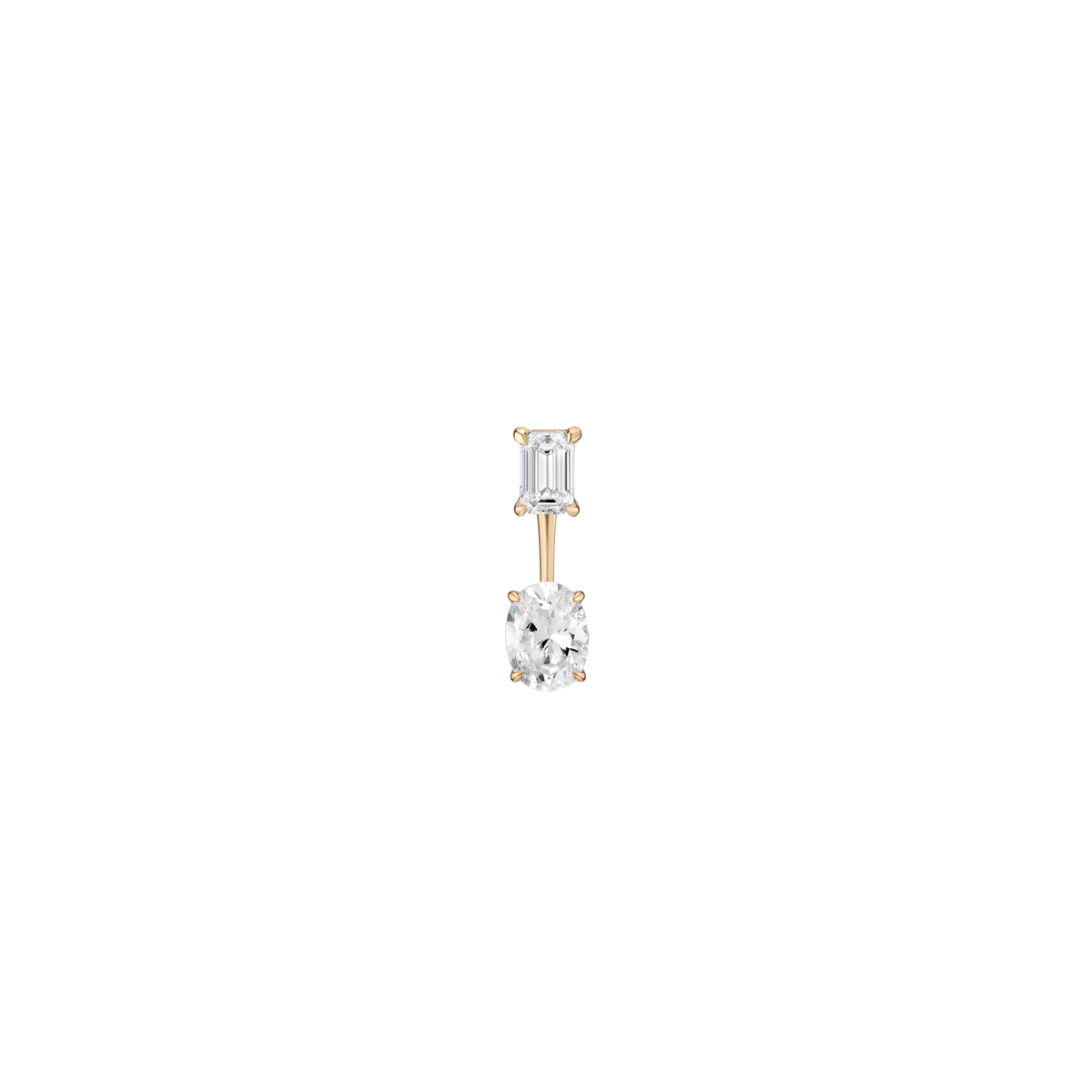 Lab Grown Diamond Ear Jacket 14k Yellow Gold 0.5ct Emerald Top 1ct Oval Bottom