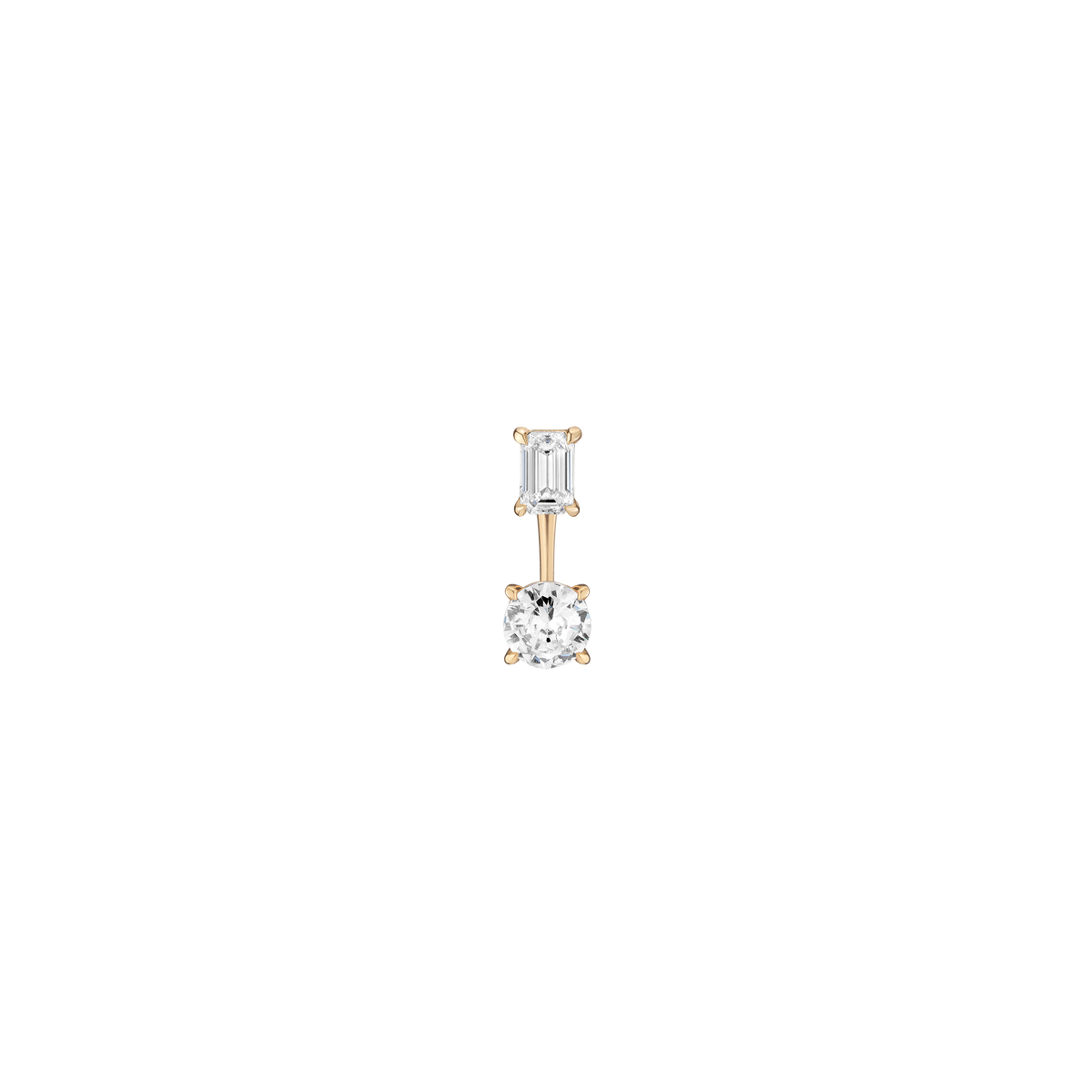 Lab Grown Diamond Ear Jacket 14k Yellow Gold 0.5ct Emerald Top 1ct Round Bottom
