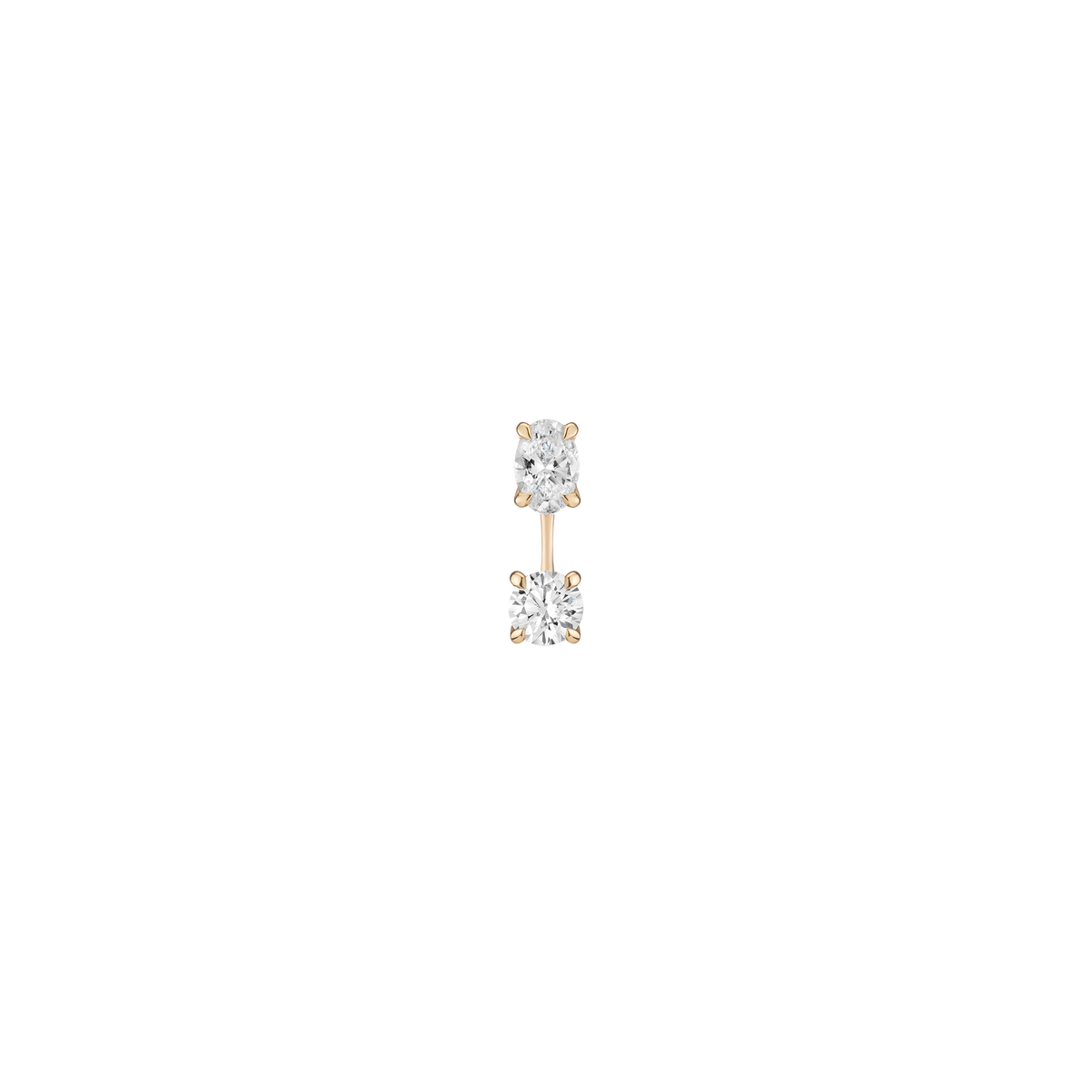 Lab Grown Diamond Ear Jacket 14k Yellow Gold 0.5ct Oval Top 0.5ct Round Bottom