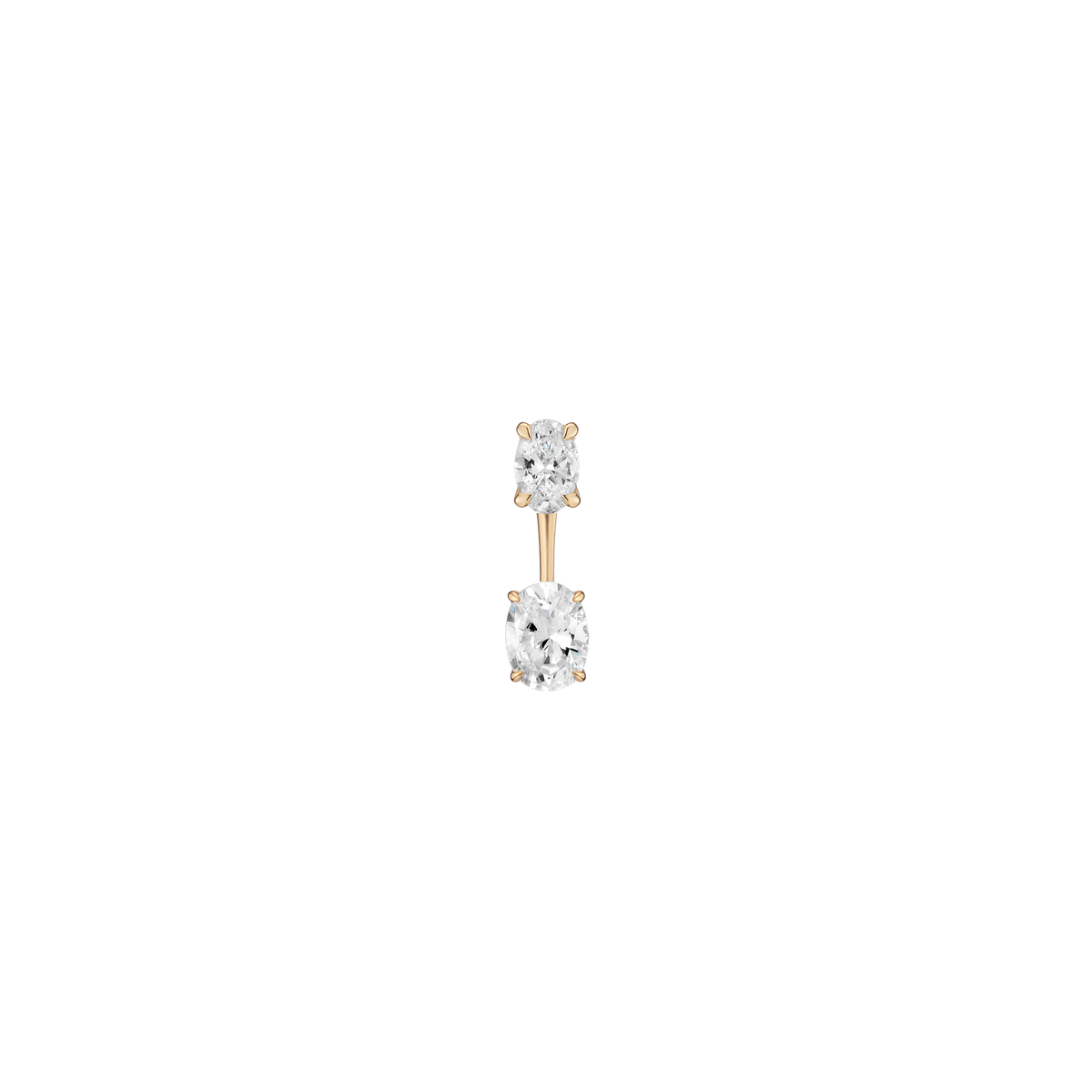 Lab Grown Diamond Ear Jacket 14k Yellow Gold 0.5ct Oval Top 1ct Oval Bottom