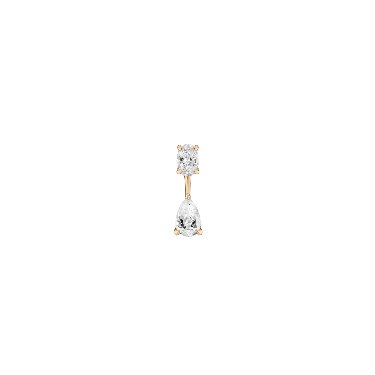 Lab Grown Diamond Ear Jacket 14k Yellow Gold 0.5ct Oval Top 1ct Pear Bottom