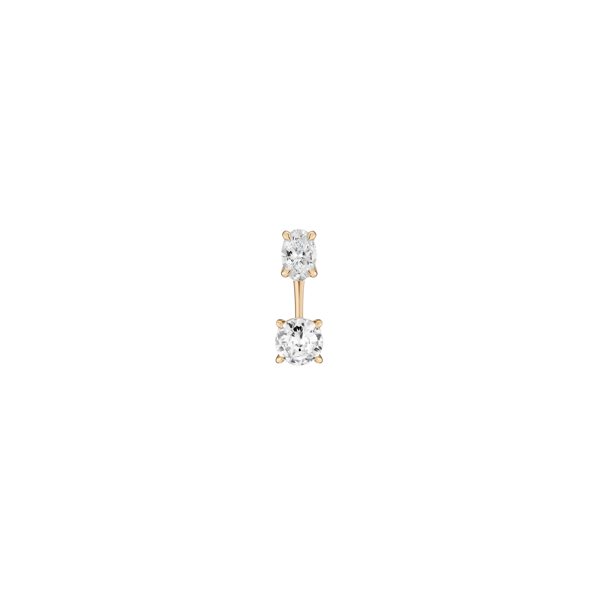 Lab Grown Diamond Ear Jacket 14k Yellow Gold 0.5ct Oval Top 1ct Round Bottom