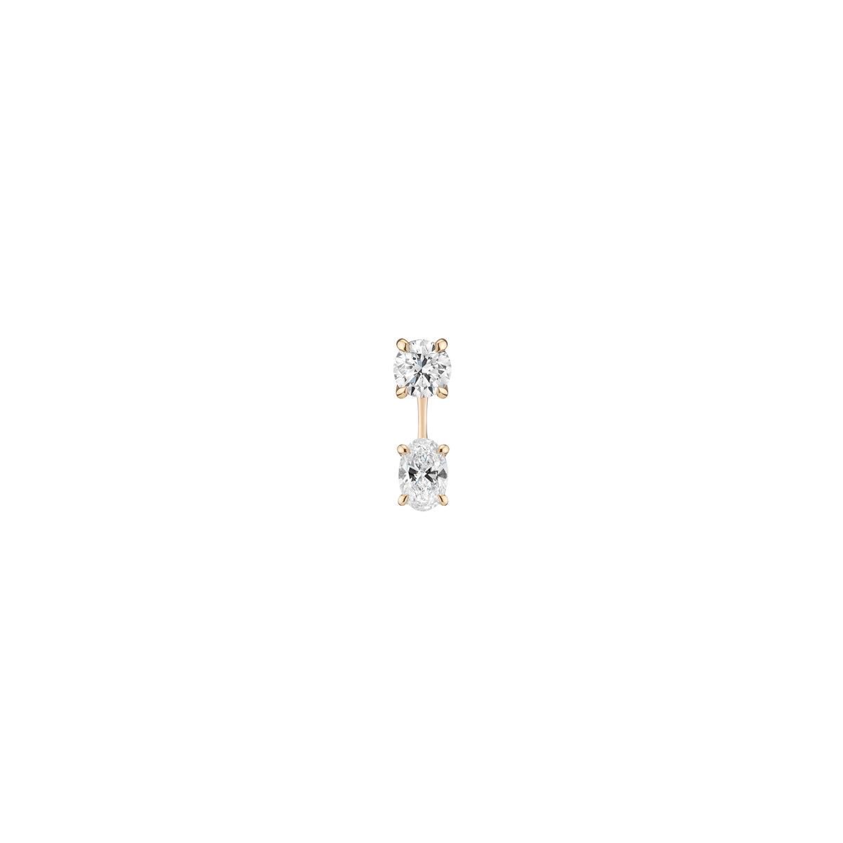 Lab Grown Diamond Ear Jacket 14k Yellow Gold 0.5ct Round Top 0.5ct Oval Bottom