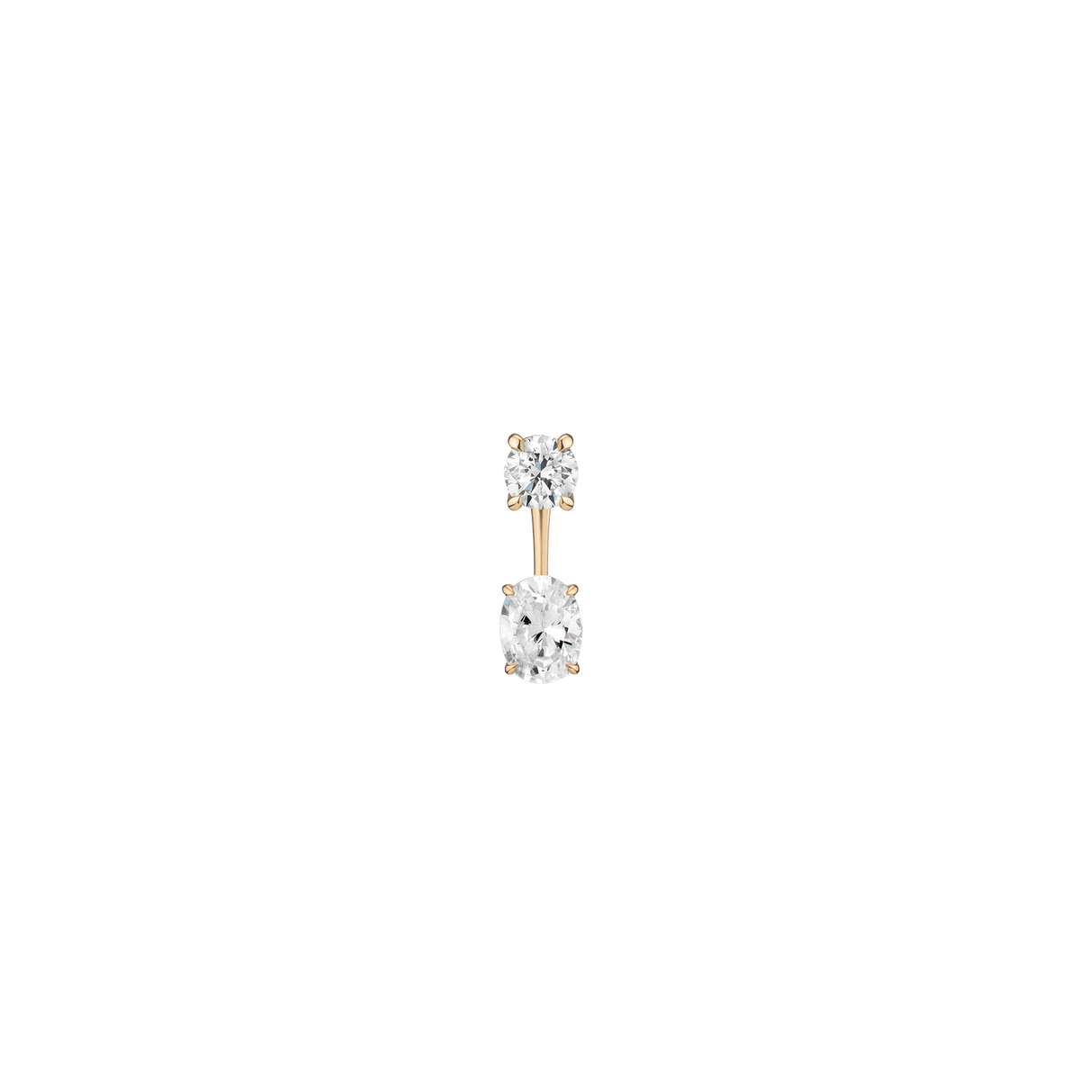 Lab Grown Diamond Ear Jacket 14k Yellow Gold 0.5ct Round Top 1ct Oval Bottom