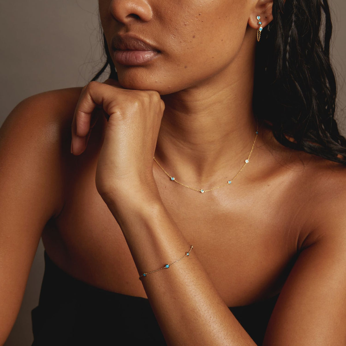 Aurate x Frye: Turquoise Station Necklace