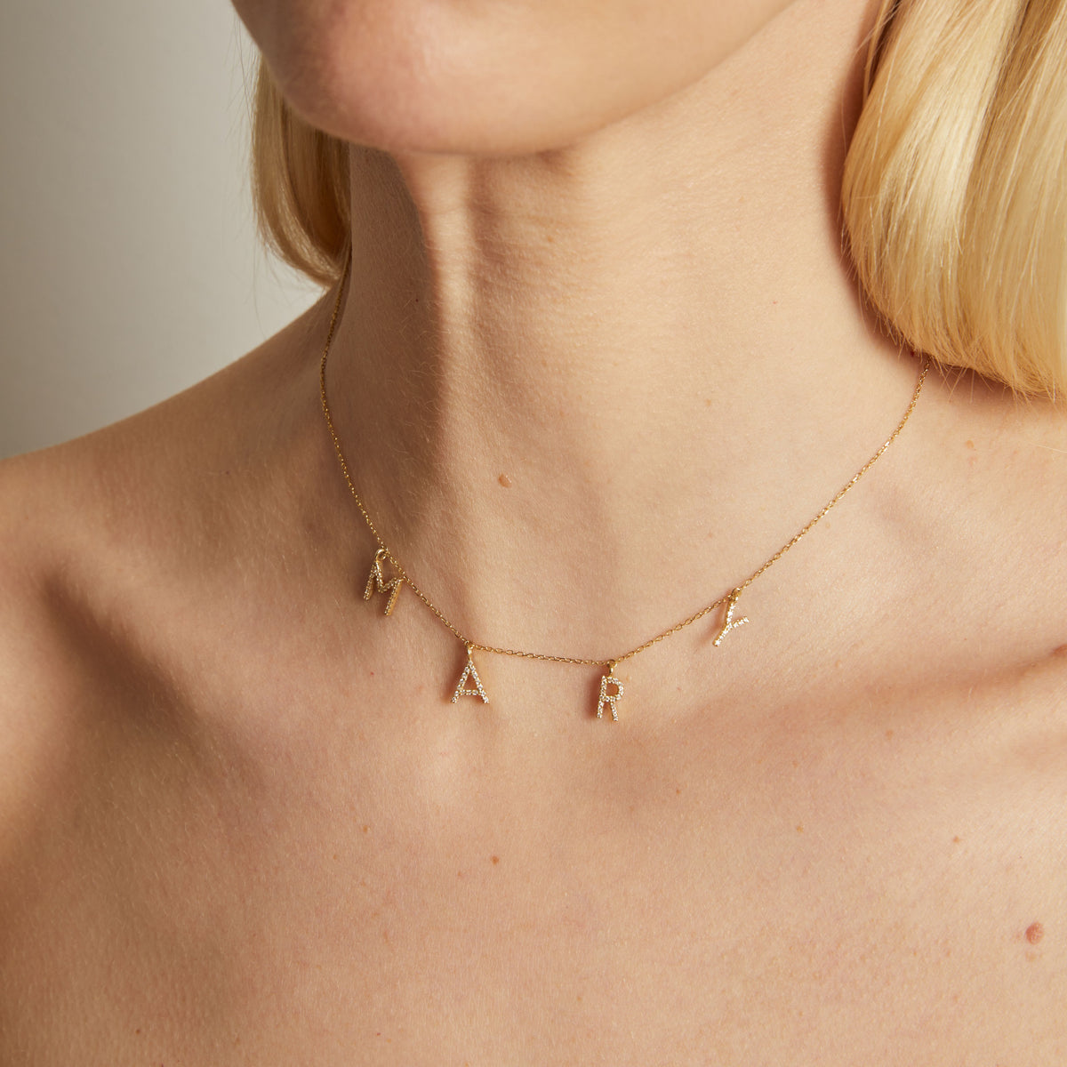 Lab Grown Diamond Pave Station Letter Necklace