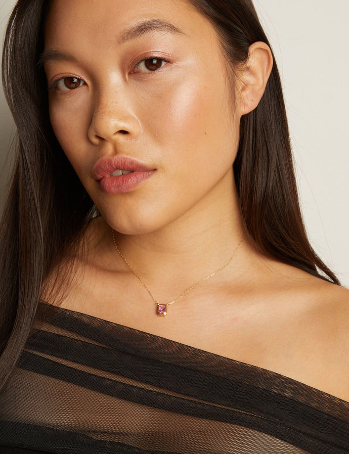 Lab Grown Pink Sapphire Heirloom Necklace