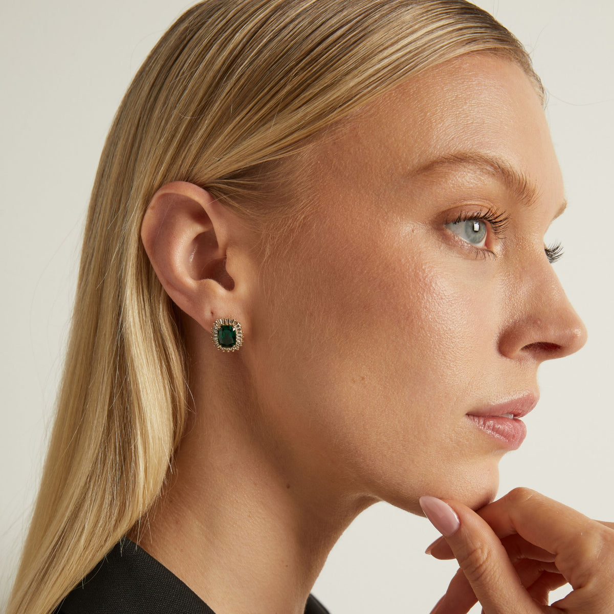 Lab Grown Green Emerald Alexandra Earrings