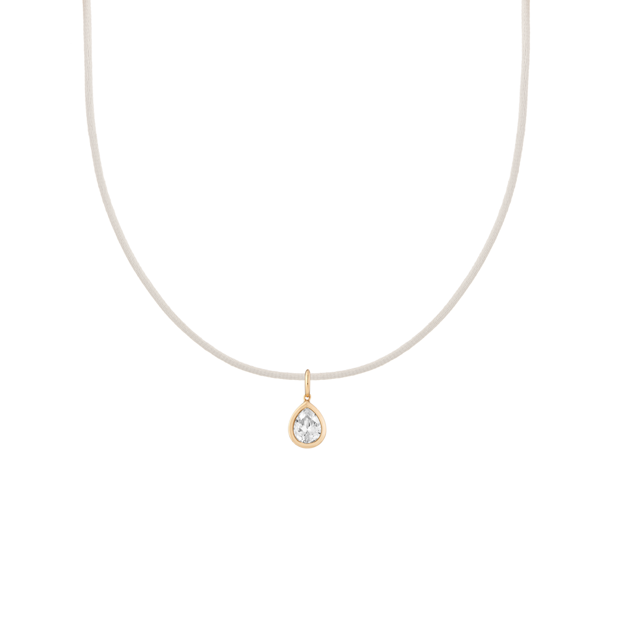 Cord Charm Necklace Set Grey Pear