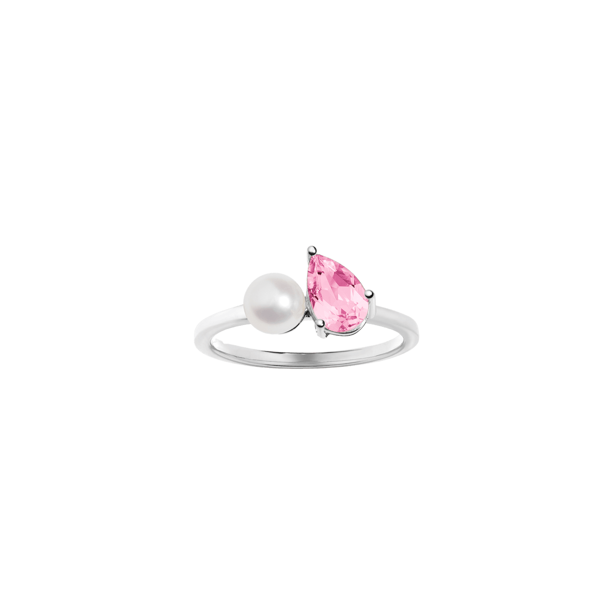 Pearl Toi et Moi Ring Vermeil 14k 18k White Gold Pink Sapphire